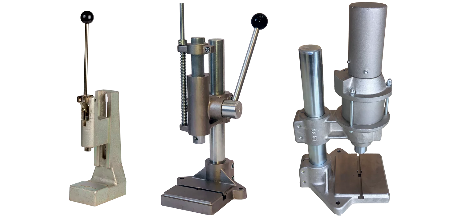 Prensas de laboratório higiénicas nas versões zinco/níquel e aço inoxidável